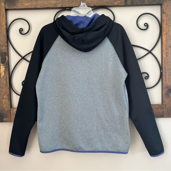 Nike Dri-Fit Moisture Wicking Gray Purple Swoosh Logo Hooded Sweatshirt Size M - Picture 3 of 12